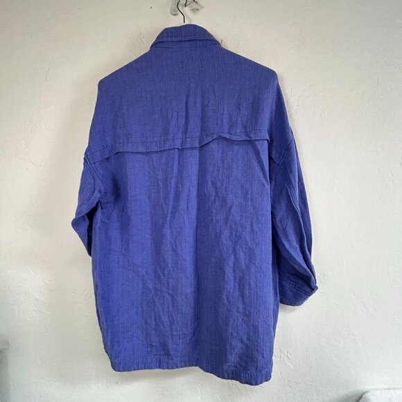 Maeve By Anthropologie Womens Blue Button-Down Oversized Shirt Small Long Sleeve - Picture 2 of 8